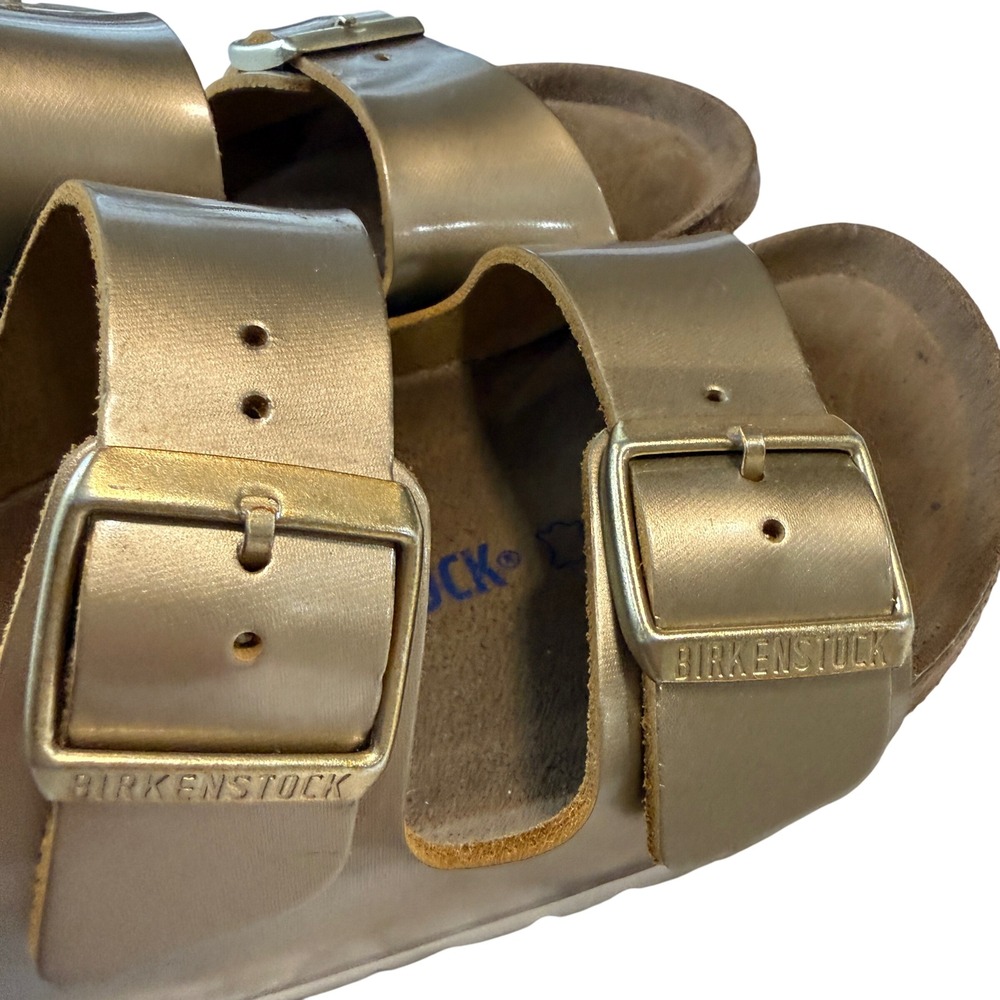 Birkenstock Arizona Metallic Gold Sandals Women's US 6-6.5 (E 37) Like New Birks